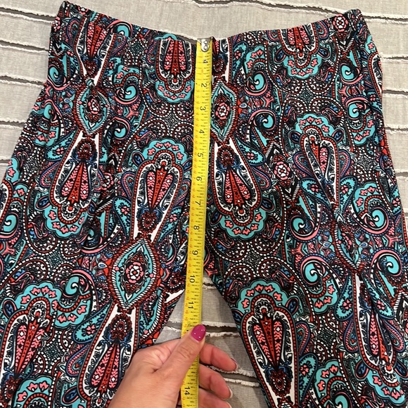 Junior size large printed bell bottom flare pants. Elastic waist band - Picture 5 of 7